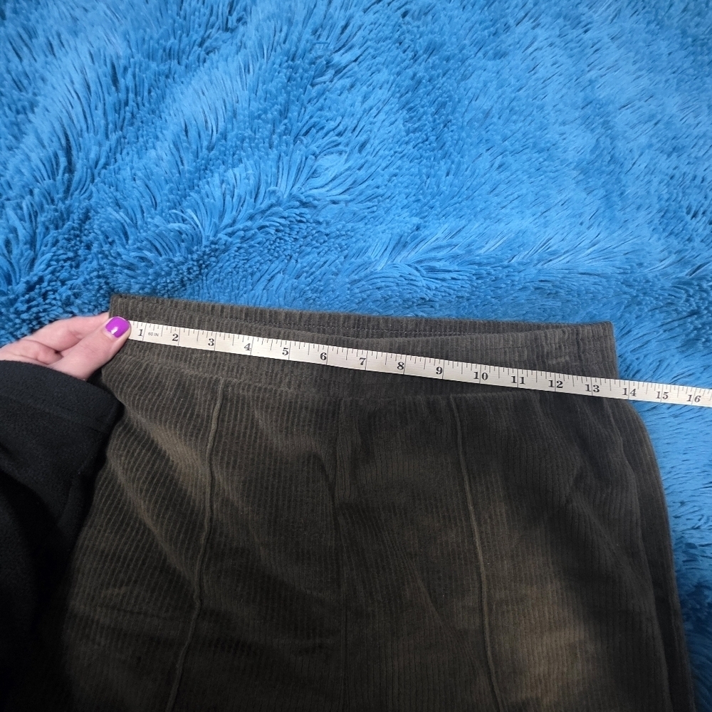 Aerie Groove-On Velour High Waisted Ribbed Flare Pant Olive Green Size Small - Picture 12 of 12